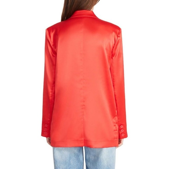 BB Dakota Steve Madden Smooth Talk Blazer Satin Open Front Red XS New Oversized - Picture 4 of 14